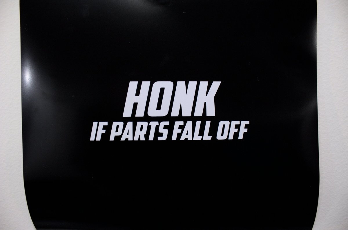 Funny Car Sticker "Honk If Parts Fall Off" Vinyl Decal - Rising Sun Decals - Funny Car Sticker "Honk If Parts Fall Off" Vinyl Decal
