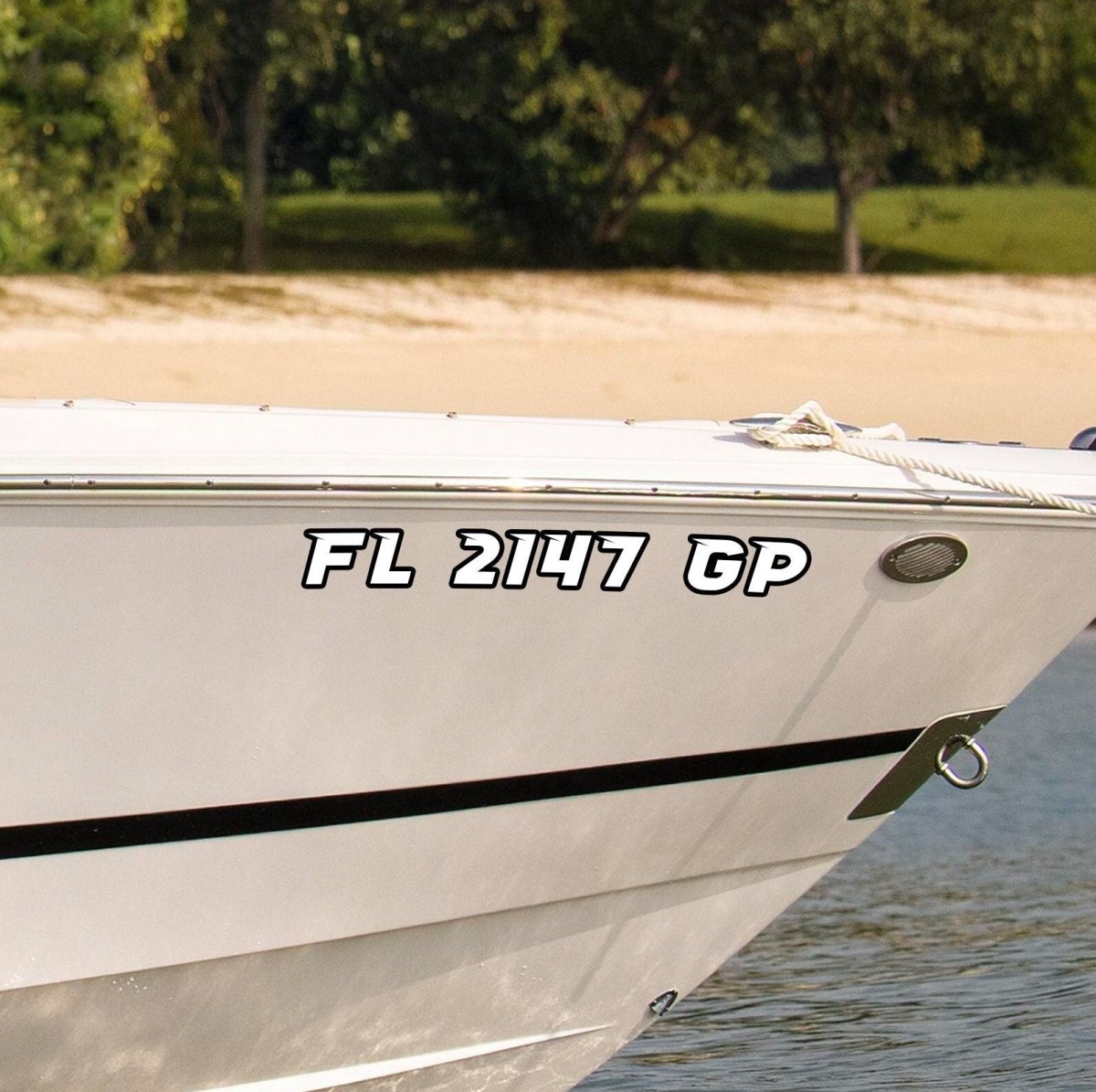 Two - Pack Boat Registration Number Decals - Adhesive Vinyl Boat Number Lettering for Boats/Jetskis - Rising Sun Decals - Two - Pack Boat Registration Number Decals - Adhesive Vinyl Boat Number Lettering for Boats/Jetskis
