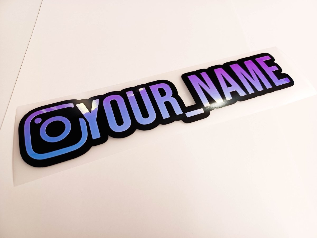 Premium Opal Holographic Instagram Name Vinyl Decal - Rising Sun Decals - Premium Opal Holographic Instagram Name Vinyl Decal