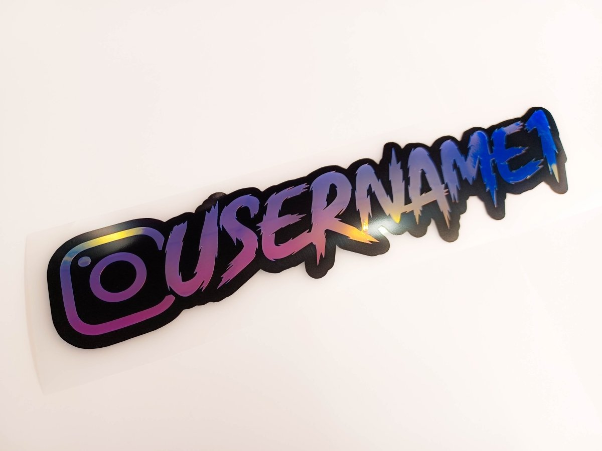 Premium Sunset Holographic Instagram Name Vinyl Decal - Rising Sun Decals - Premium Sunset Holographic Instagram Name Vinyl Decal
