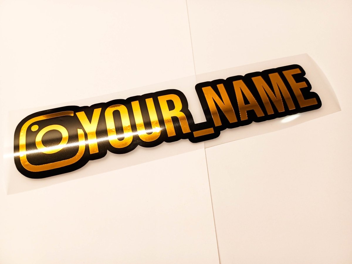 Premium Gold Metallic Instagram Name Vinyl Decal - Rising Sun Decals - Premium Gold Metallic Instagram Name Vinyl Decal