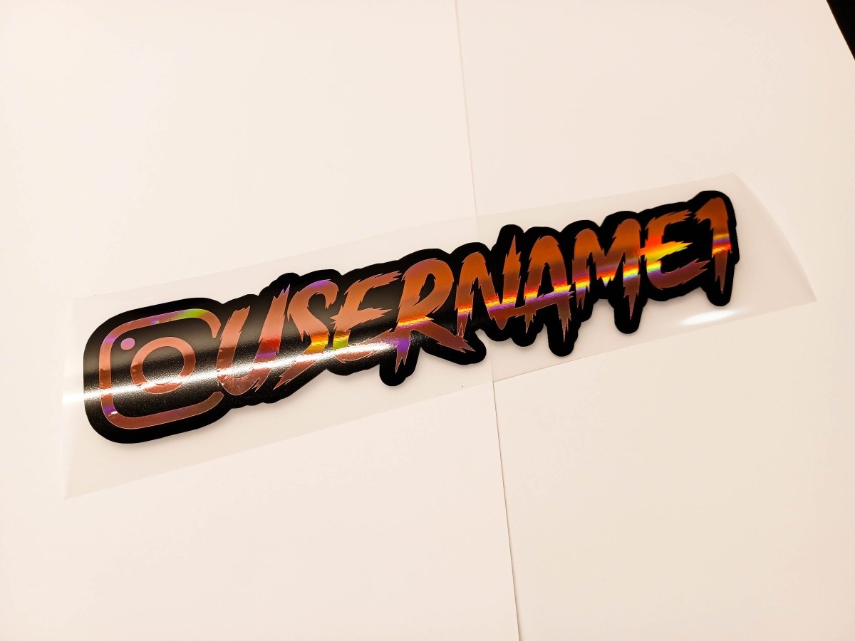 Premium Rose Holographic Instagram Name Vinyl Decal - Rising Sun Decals - Premium Rose Holographic Instagram Name Vinyl Decal