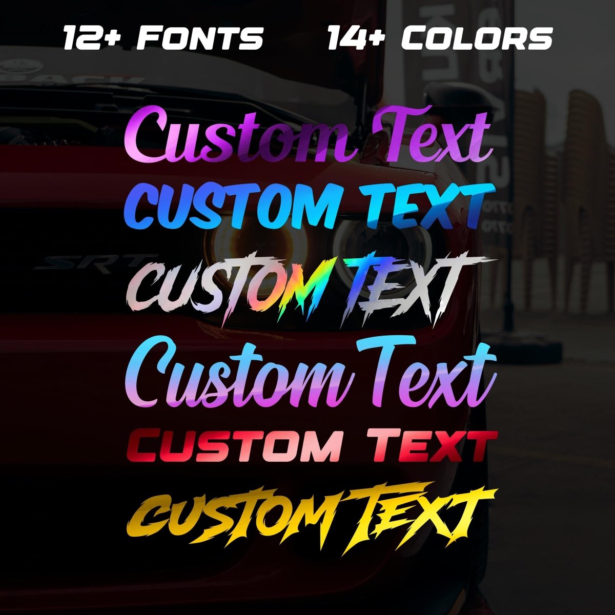 Holographic Custom Text Vinyl Decal - Rising Sun Decals - Holographic Custom Text Vinyl Decal