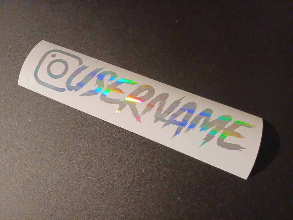 Silver Holographic Custom Instagram Decal Vinyl Sticker - Rising Sun Decals - Silver Holographic Custom Instagram Decal Vinyl Sticker