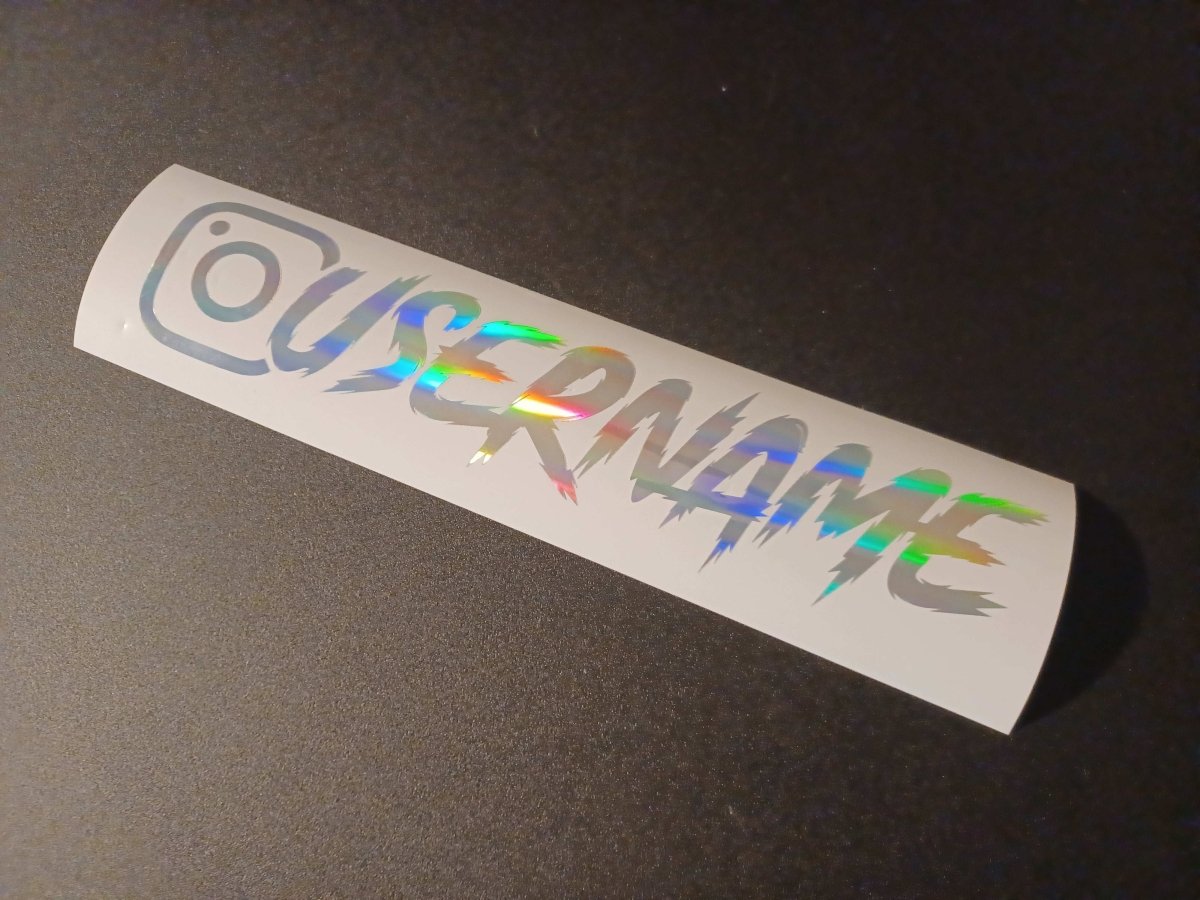 Silver Holographic Custom Instagram Decal Vinyl Sticker - Rising Sun Decals - Silver Holographic Custom Instagram Decal Vinyl Sticker
