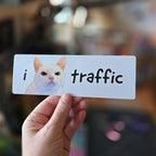 I Hate Traffic Cat Funny Bumper Sticker or Magnet - Rising Sun Decals - I Hate Traffic Cat Funny Bumper Sticker or Magnet