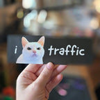 I Hate Traffic Cat Funny Bumper Sticker or Magnet - Rising Sun Decals - I Hate Traffic Cat Funny Bumper Sticker or Magnet