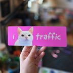 I Hate Traffic Cat Funny Bumper Sticker or Magnet - Rising Sun Decals - I Hate Traffic Cat Funny Bumper Sticker or Magnet
