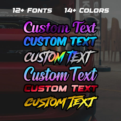 Holographic Custom Text Vinyl Decal w/ Background - Rising Sun Decals - Holographic Custom Text Vinyl Decal w/ Background