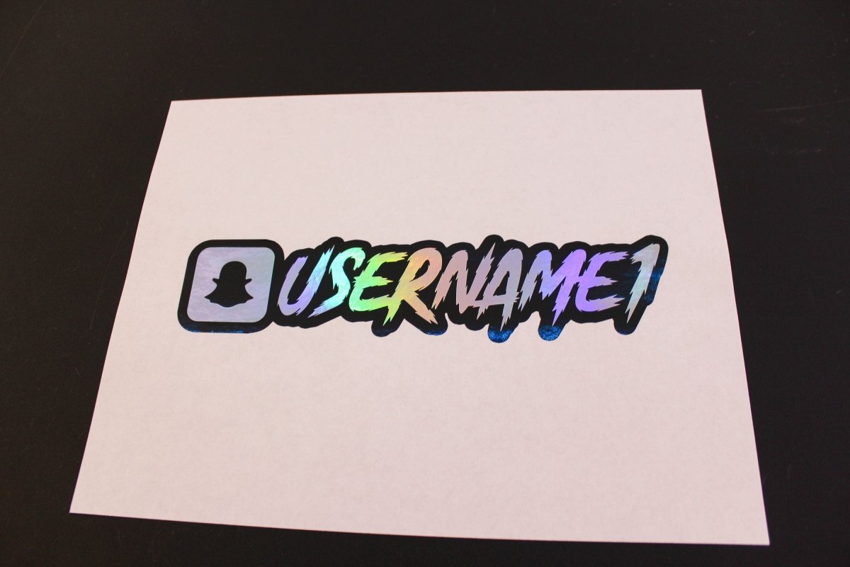 Custom Silver Holographic Snapchat Name Decal W/ Background - Rising Sun Decals - Custom Silver Holographic Snapchat Name Decal W/ Background