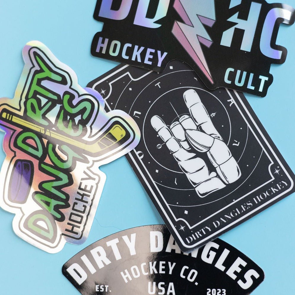Dirty Dangles Hockey Stickers - 8 Pack - Rising Sun Decals - Dirty Dangles Hockey Stickers - 8 Pack