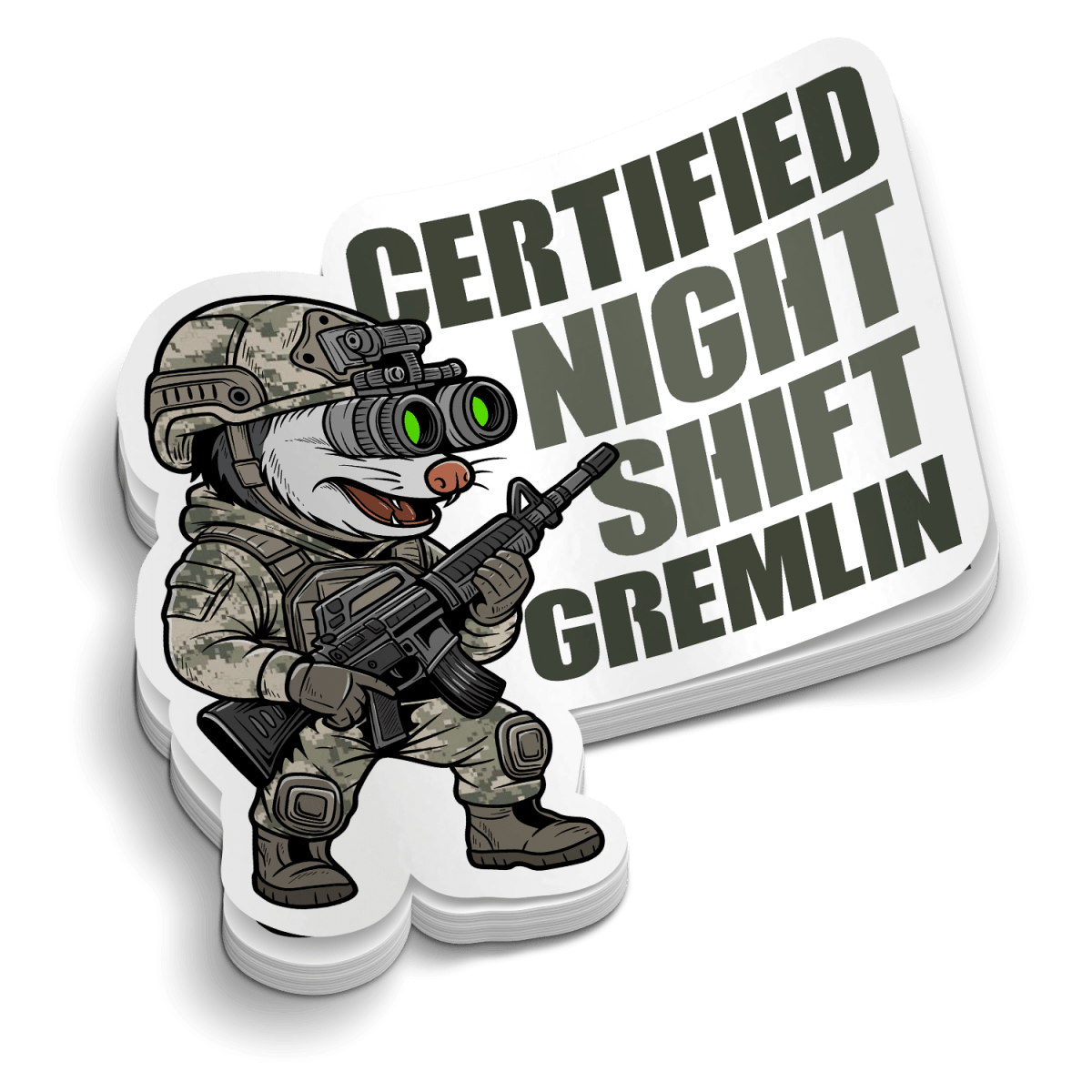 Certified Night Shift | Funny Military Stickers - Rising Sun Decals - Certified Night Shift | Funny Military Stickers