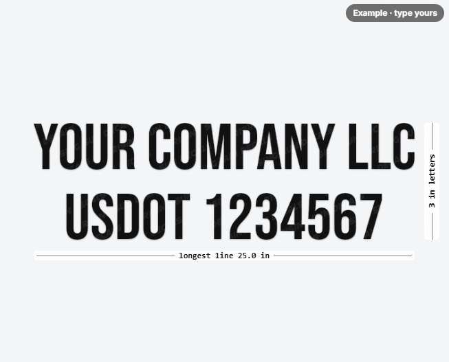 Custom USDOT Lettering/Numbers - Design Your Own - Rising Sun Decals - Custom USDOT Lettering/Numbers - Design Your Own