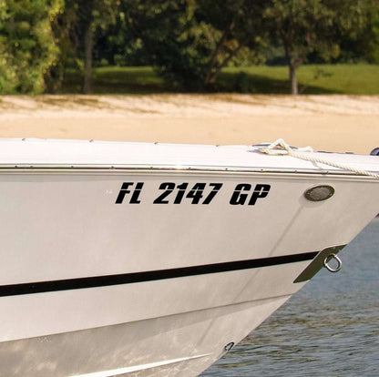Custom Boat Registration Numbers (2 - Pack) - Rising Sun Decals - Two - Pack Boat Registration Number Decals - Adhesive Vinyl Boat Number Lettering for Boats/Jetskis - Rising Sun Decals - Two - Pack Boat Registration Number Decals - Adhesive Vinyl Boat Number Lettering for Boats/Jetskis