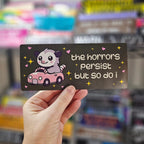 The Horrors Persist Opossum Funny 7" Bumper Sticker or Magnet - Rising Sun Decals - The Horrors Persist Opossum Funny 7" Bumper Sticker or Magnet