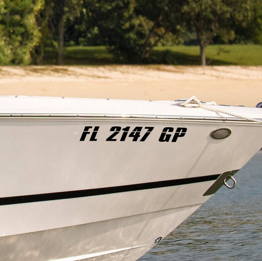Two - Pack Boat Registration Number Decals - Adhesive Vinyl Boat Number Lettering for Boats/Jetskis - Rising Sun Decals - Two - Pack Boat Registration Number Decals - Adhesive Vinyl Boat Number Lettering for Boats/Jetskis
