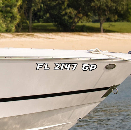 Two - Pack Boat Registration Number Decals - Adhesive Vinyl Boat Number Lettering for Boats/Jetskis - Rising Sun Decals - Two - Pack Boat Registration Number Decals - Adhesive Vinyl Boat Number Lettering for Boats/Jetskis