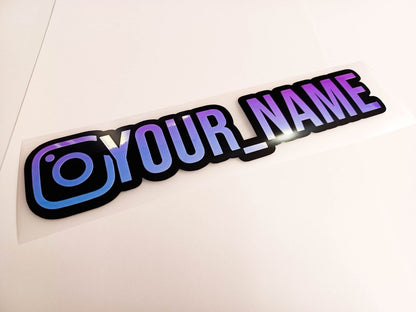 Premium Opal Holographic Instagram Name Vinyl Decal - Rising Sun Decals - Premium Opal Holographic Instagram Name Vinyl Decal