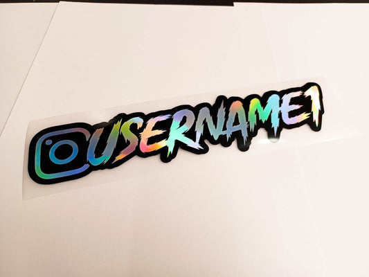 Premium Silver Holographic Instagram Name Vinyl Decal - Rising Sun Decals - Premium Silver Holographic Instagram Name Vinyl Decal