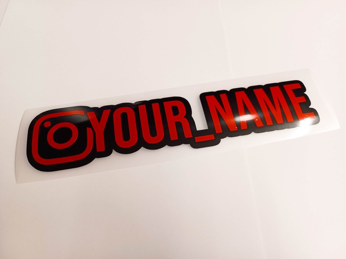 Premium Red Instagram Name Vinyl Decal - Rising Sun Decals - Premium Red Instagram Name Vinyl Decal
