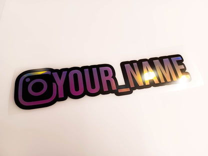 Premium Sunset Holographic Instagram Name Vinyl Decal - Rising Sun Decals - Premium Sunset Holographic Instagram Name Vinyl Decal