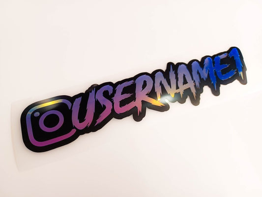 Premium Sunset Holographic Instagram Name Vinyl Decal - Rising Sun Decals - Premium Sunset Holographic Instagram Name Vinyl Decal