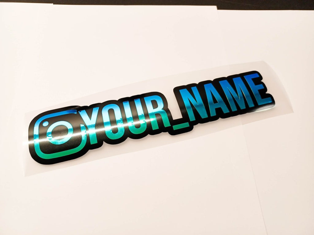 Premium Ocean Holographic Instagram Name Vinyl Decal - Rising Sun Decals - Premium Ocean Holographic Instagram Name Vinyl Decal