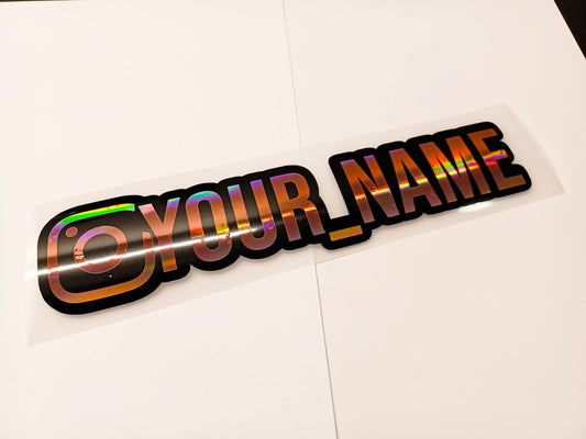 Premium Rose Holographic Instagram Name Vinyl Decal - Rising Sun Decals - Premium Rose Holographic Instagram Name Vinyl Decal