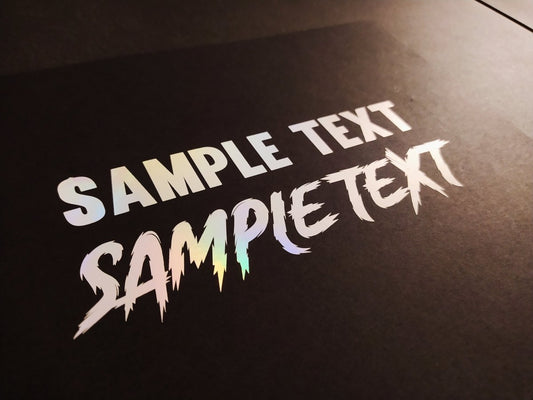 Silver Holographic Custom Text Vinyl Decal Sticker - Rising Sun Decals - Silver Holographic Custom Text Vinyl Decal Sticker