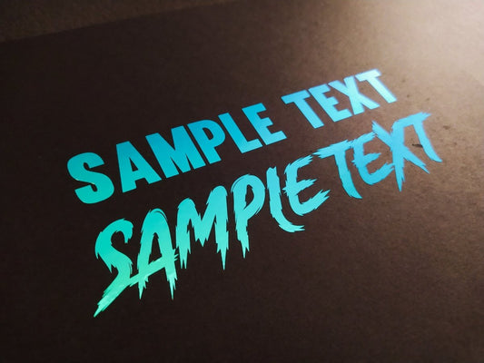 Blue Holographic Custom Text Vinyl Decal Sticker - Rising Sun Decals - Blue Holographic Custom Text Vinyl Decal Sticker