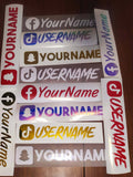 Custom Personalized Social Media Vinyl Sticker, Facebook Snapchat TikTok Instagram 5.99 freeshipping - Rising Sun Decals